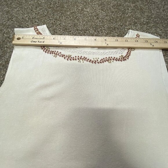 Coldwater Creek Beaded Neckline Tank Top Silk Blend Large Cream Sophisticated - Picture 11 of 12